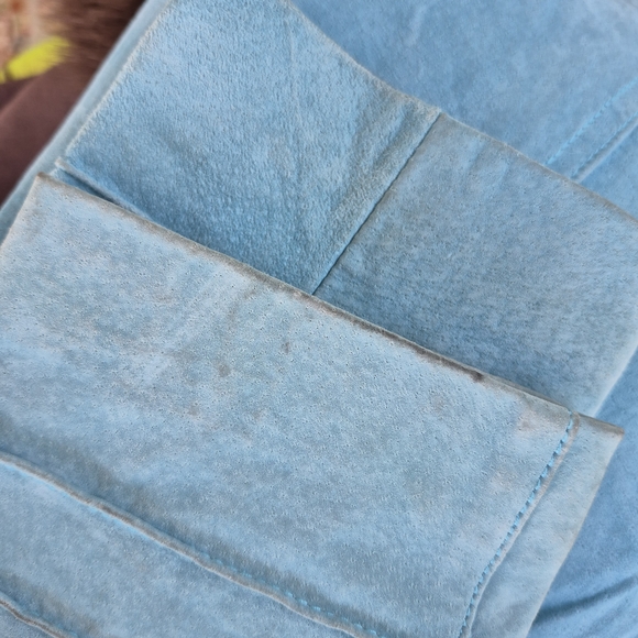 Women's Teal Suede Trench Coat - Picture 4 of 7